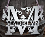 Load image into Gallery viewer, Personalized Split-Monogram Metal Name Sign
