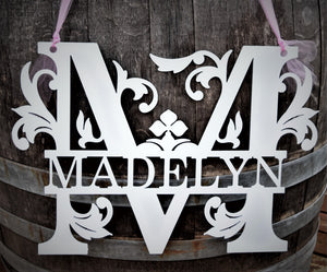 Personalized Split-Monogram Metal Name Sign