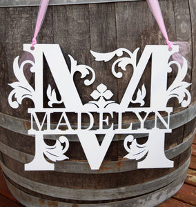 Personalized Split-Monogram Metal Name Sign