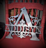 Load image into Gallery viewer, Personalized Split-Monogram Metal Name Sign
