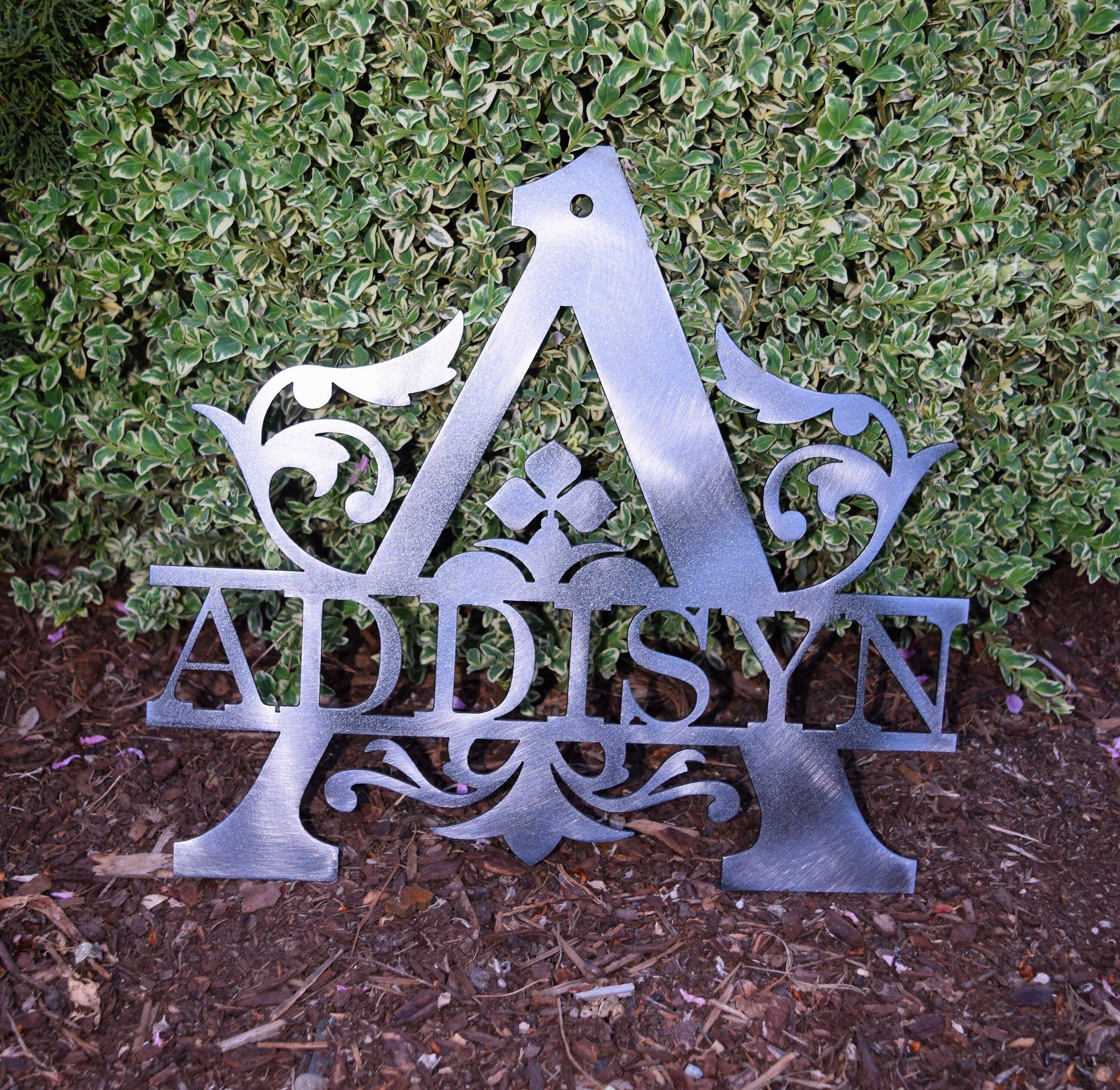 Personalized Split-Monogram Metal Name Sign