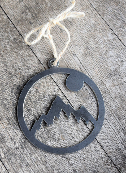 Mountain Sun Ornament Metal