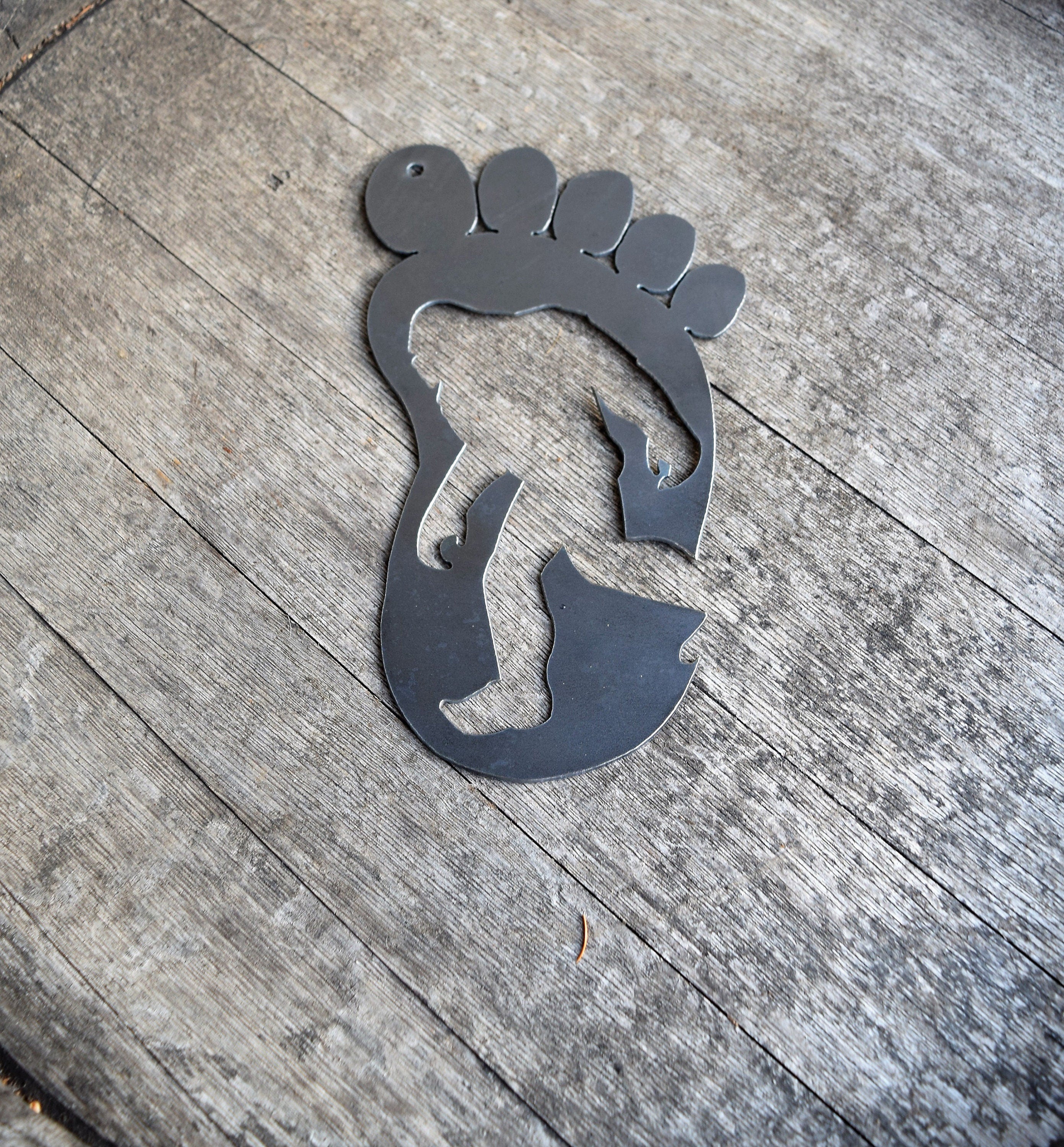 Sasquatch Footprint Metal Sign