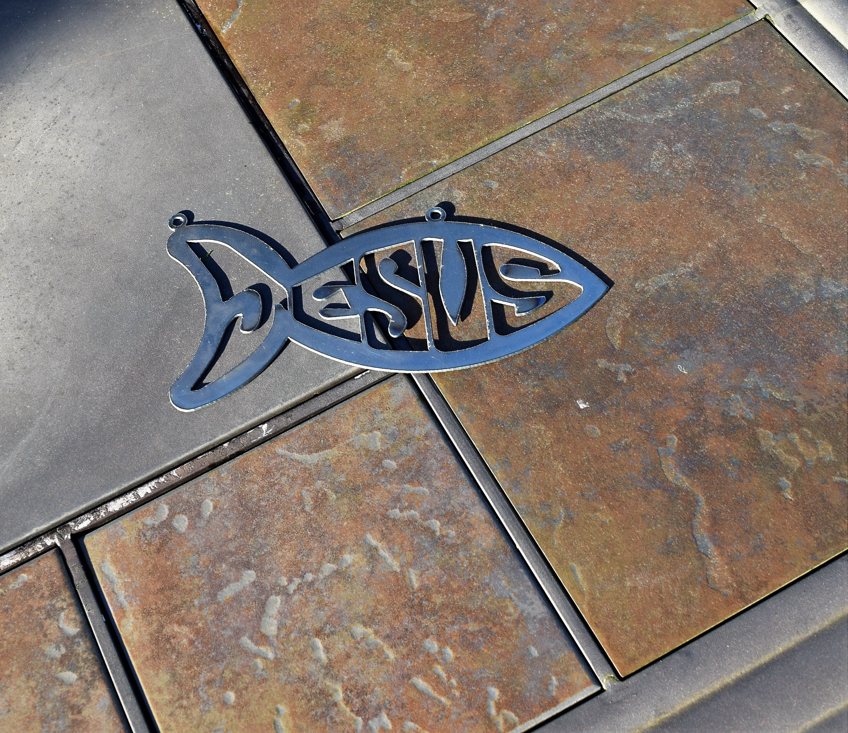 Jesus Fish Metal Sign