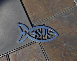 Jesus Fish Metal Sign