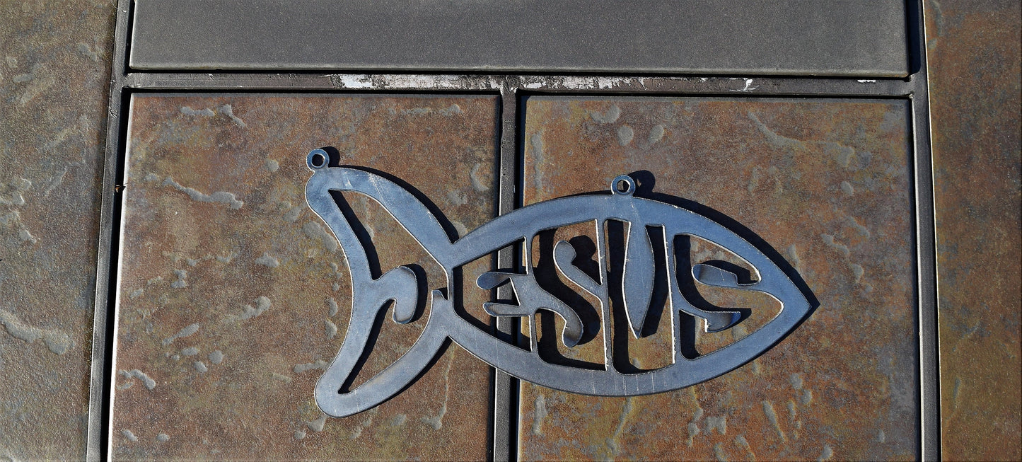 Jesus Fish Metal Sign
