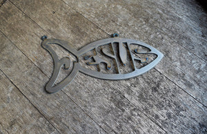 Jesus Fish Metal Sign