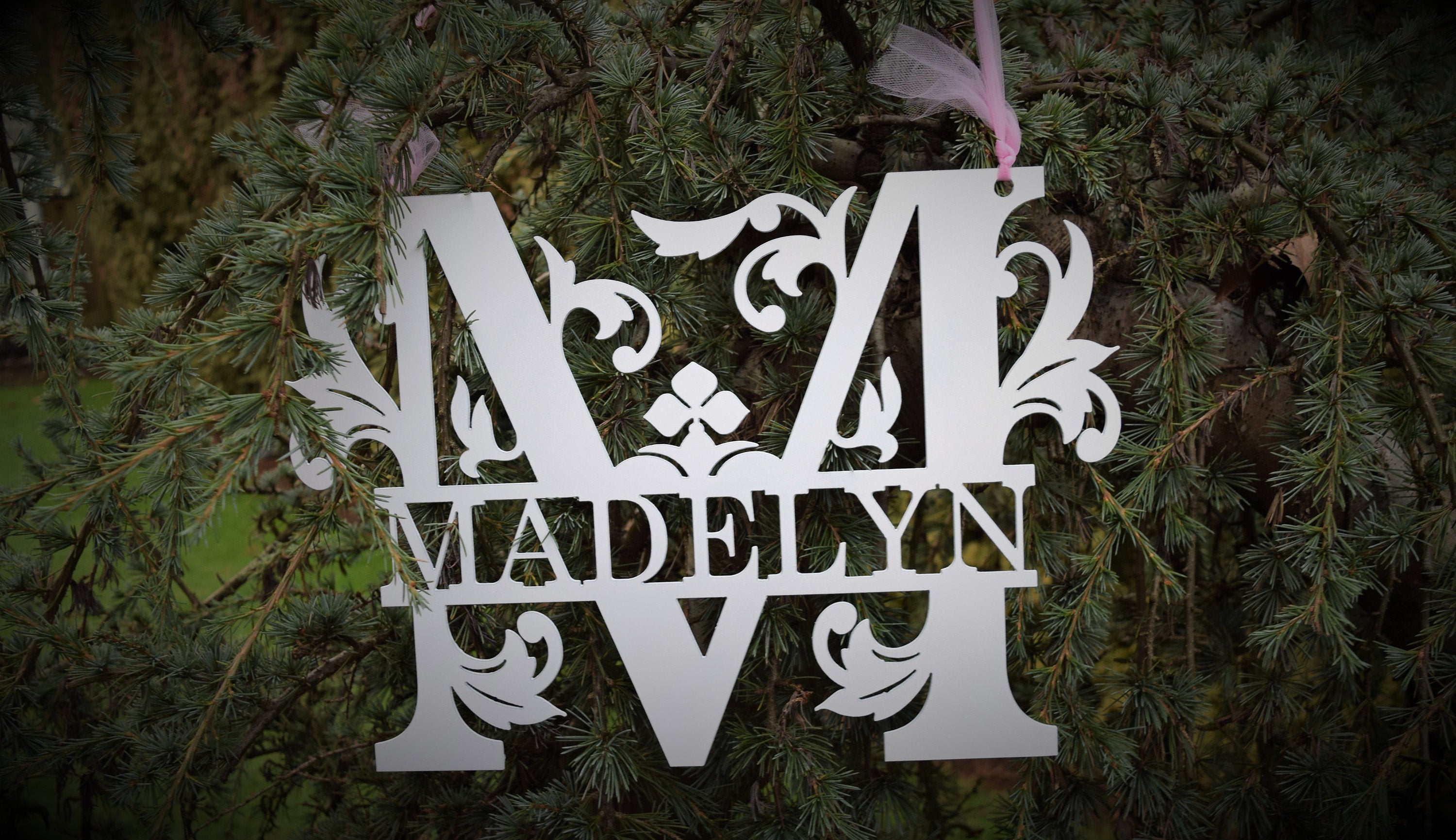 Personalized Split-Monogram Metal Name Sign