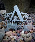 Load image into Gallery viewer, Personalized Split-Monogram Metal Name Sign
