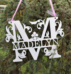 Personalized Split-Monogram Metal Name Sign