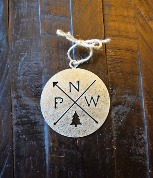 Pacific Northwest Ornament Galvanized