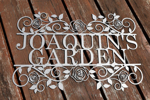 Custom Metal Rose-Flourish Garden Sign