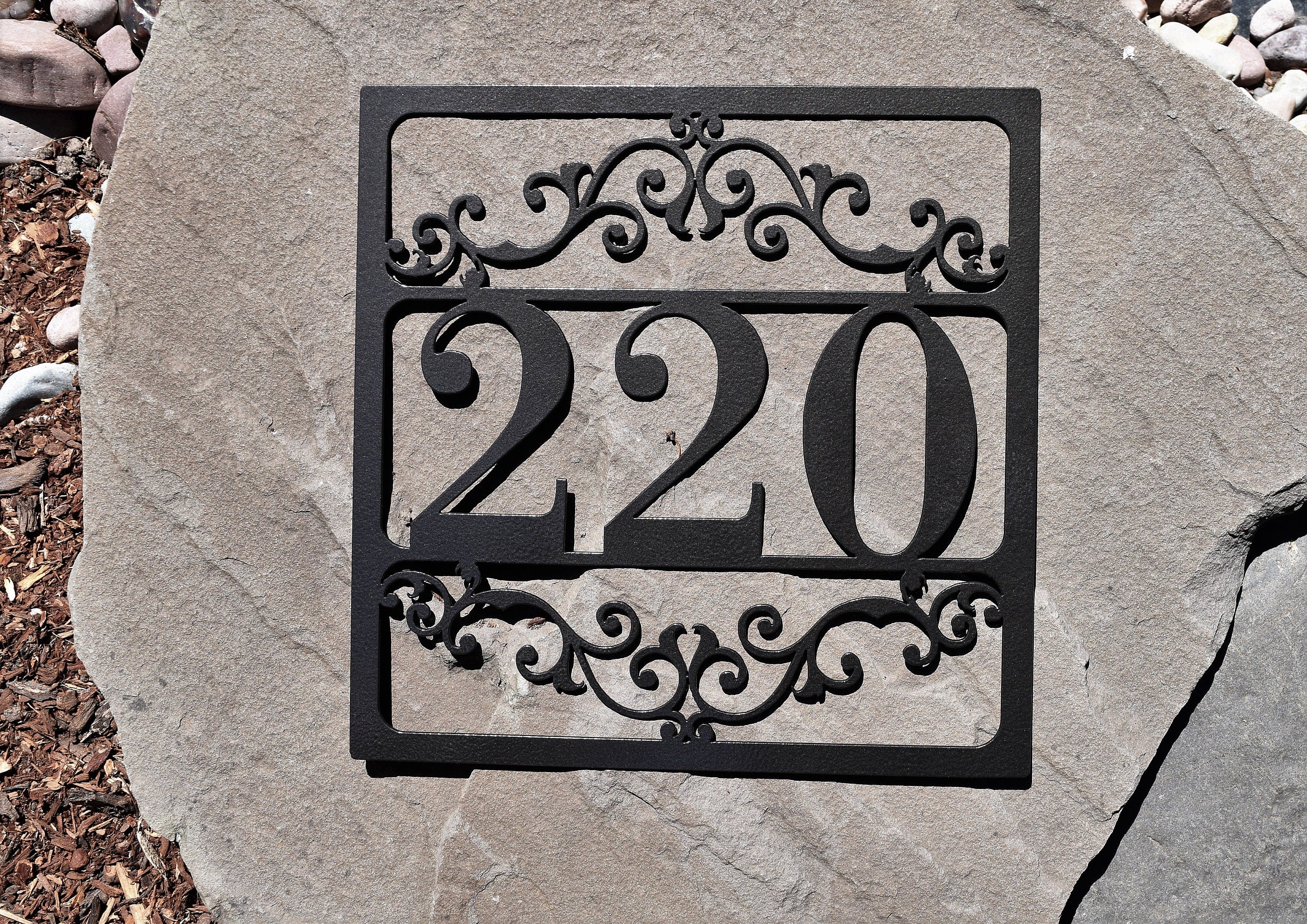 Metal Outdoor Square Flourished Address Sign