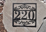 Load image into Gallery viewer, Metal Outdoor Square Flourished Address Sign
