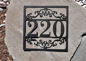 Metal Outdoor Square Flourished Address Sign