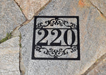 Load image into Gallery viewer, Metal Outdoor Square Flourished Address Sign
