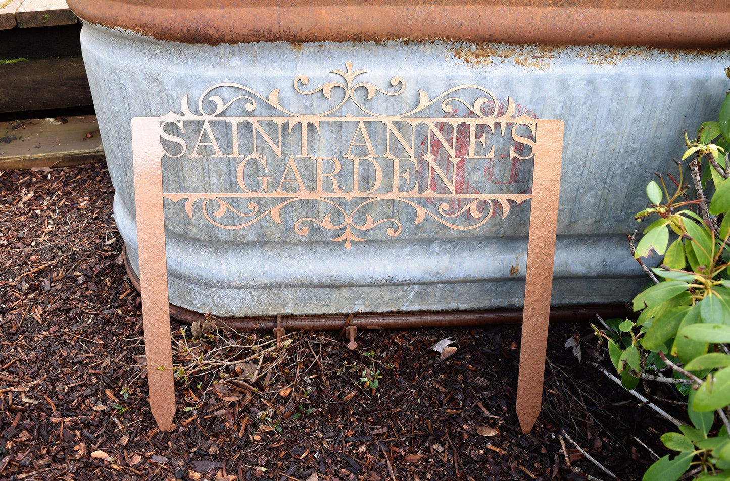 Custom Steel Flourished Staked Garden Sign