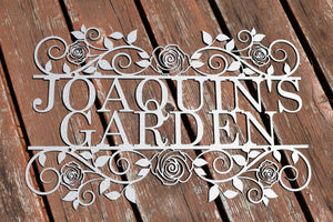 Custom Metal Rose-Flourish Garden Sign