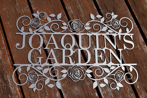 Custom Metal Rose-Flourish Garden Sign
