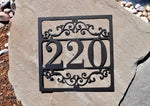 Load image into Gallery viewer, Metal Outdoor Square Flourished Address Sign

