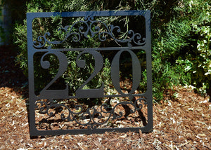 Metal Outdoor Square Flourished Address Sign