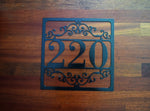 Load image into Gallery viewer, Metal Outdoor Square Flourished Address Sign
