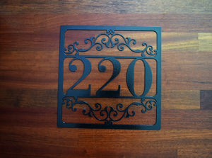 Metal Outdoor Square Flourished Address Sign