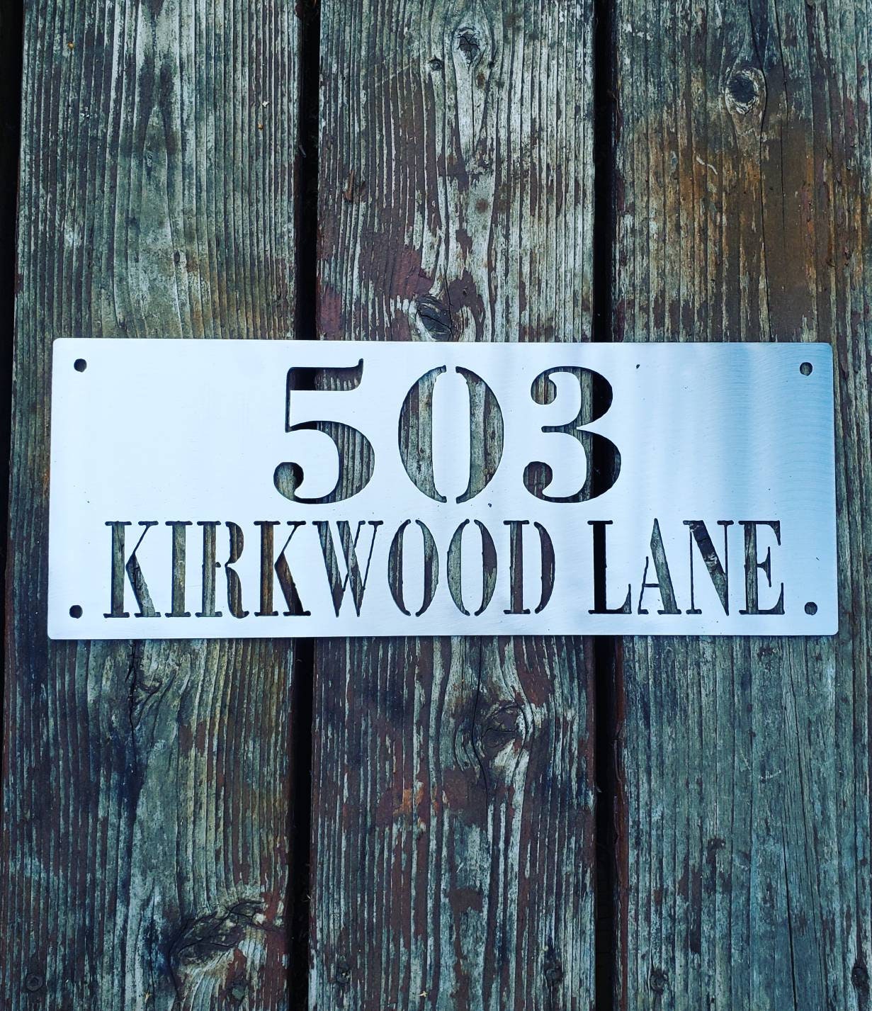 Horizontal Metal Home Address Numbers and Street Name