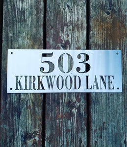 Horizontal Metal Home Address Numbers and Street Name