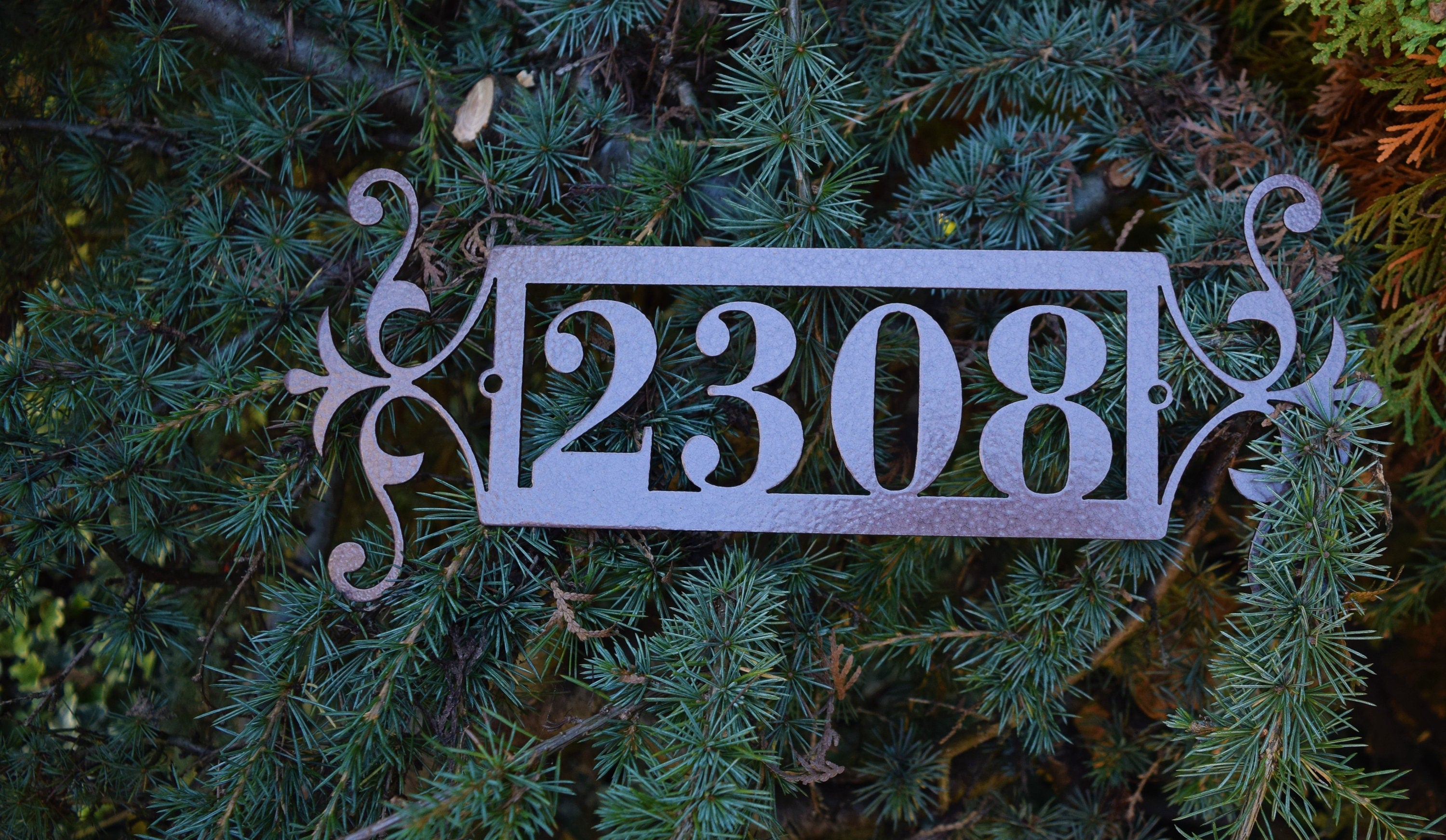 Custom Horizontal Flourish-End Address Sign