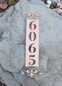 Vertical Metal Outdoor Home Address Sign End Flourish