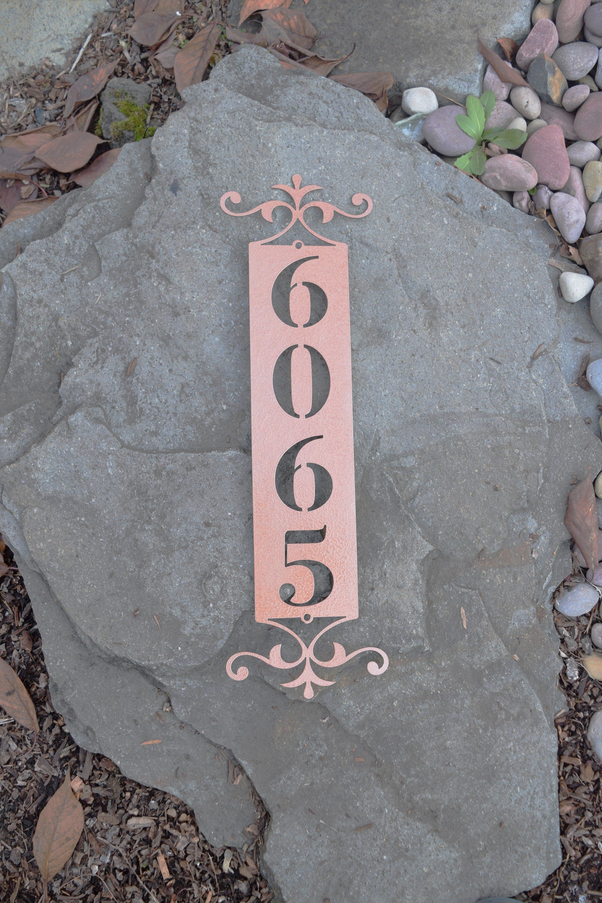 Vertical Metal Outdoor Home Address Sign End Flourish