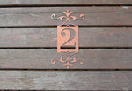 Load image into Gallery viewer, Vertical Metal Outdoor Home Address Sign End Flourish
