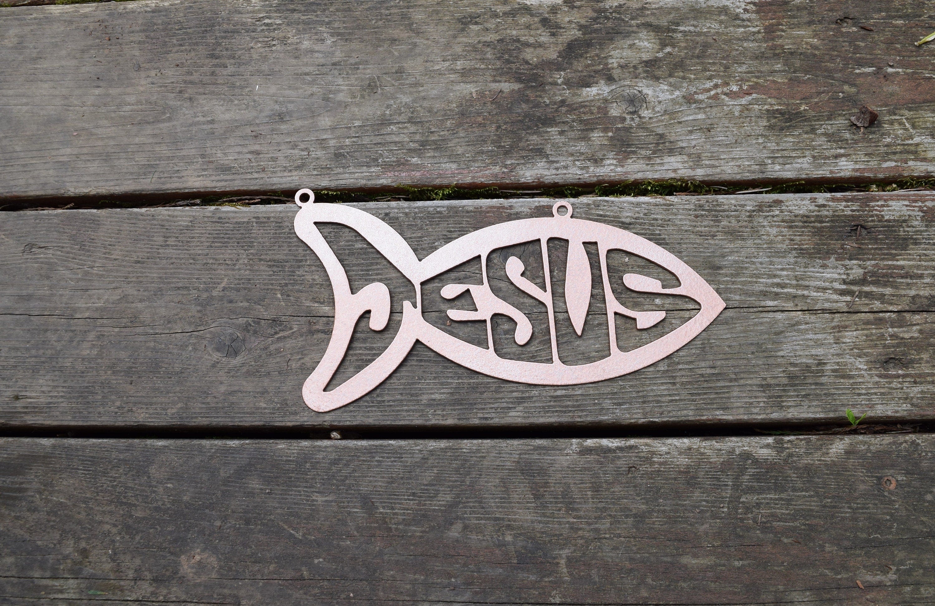 Jesus Fish Metal Sign