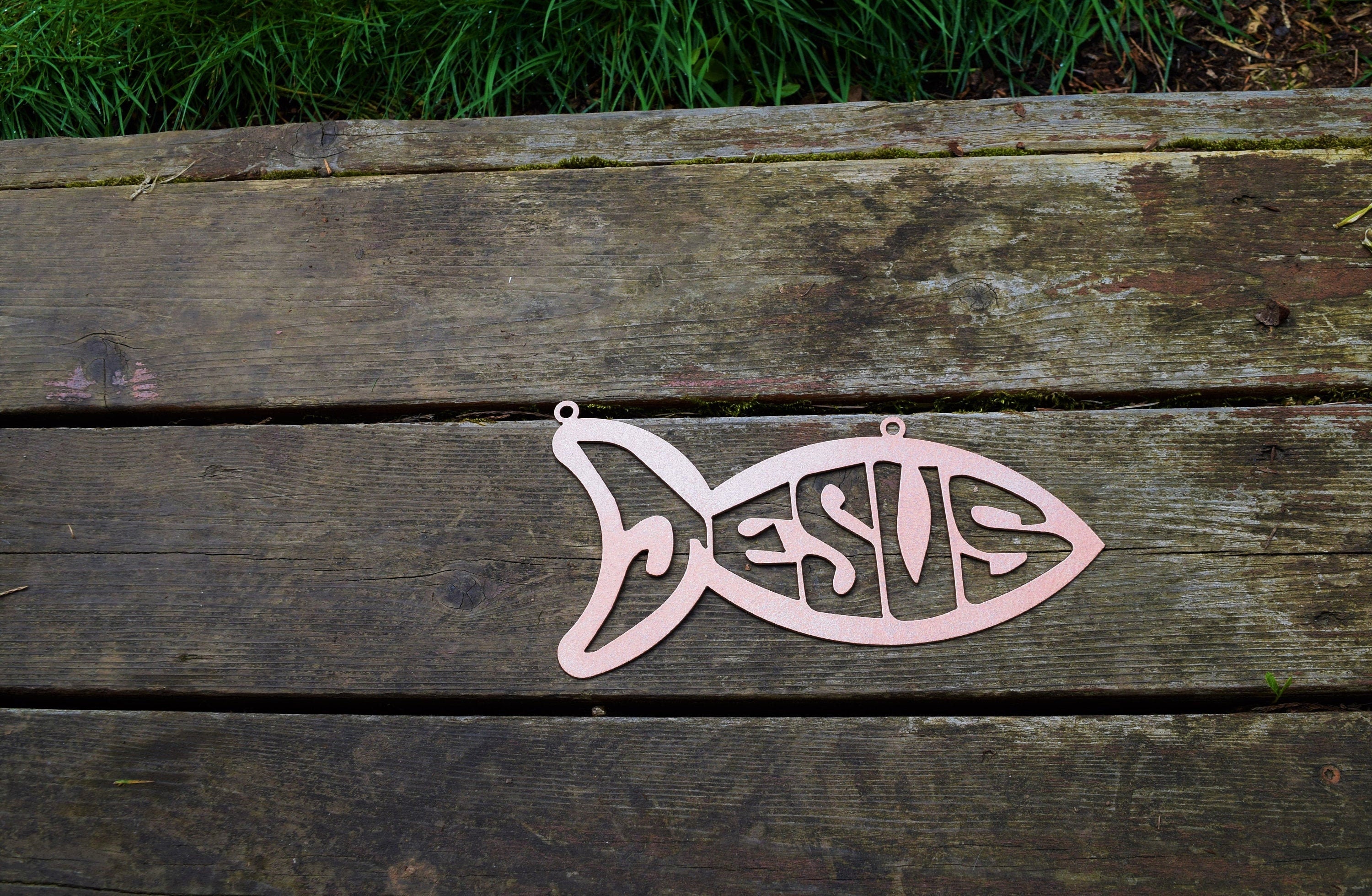 Jesus Fish Metal Sign