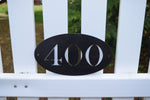 Load image into Gallery viewer, Baskerville Metal Oval Horizontal Address Sign

