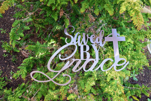 Saved By Grace Metal Sign
