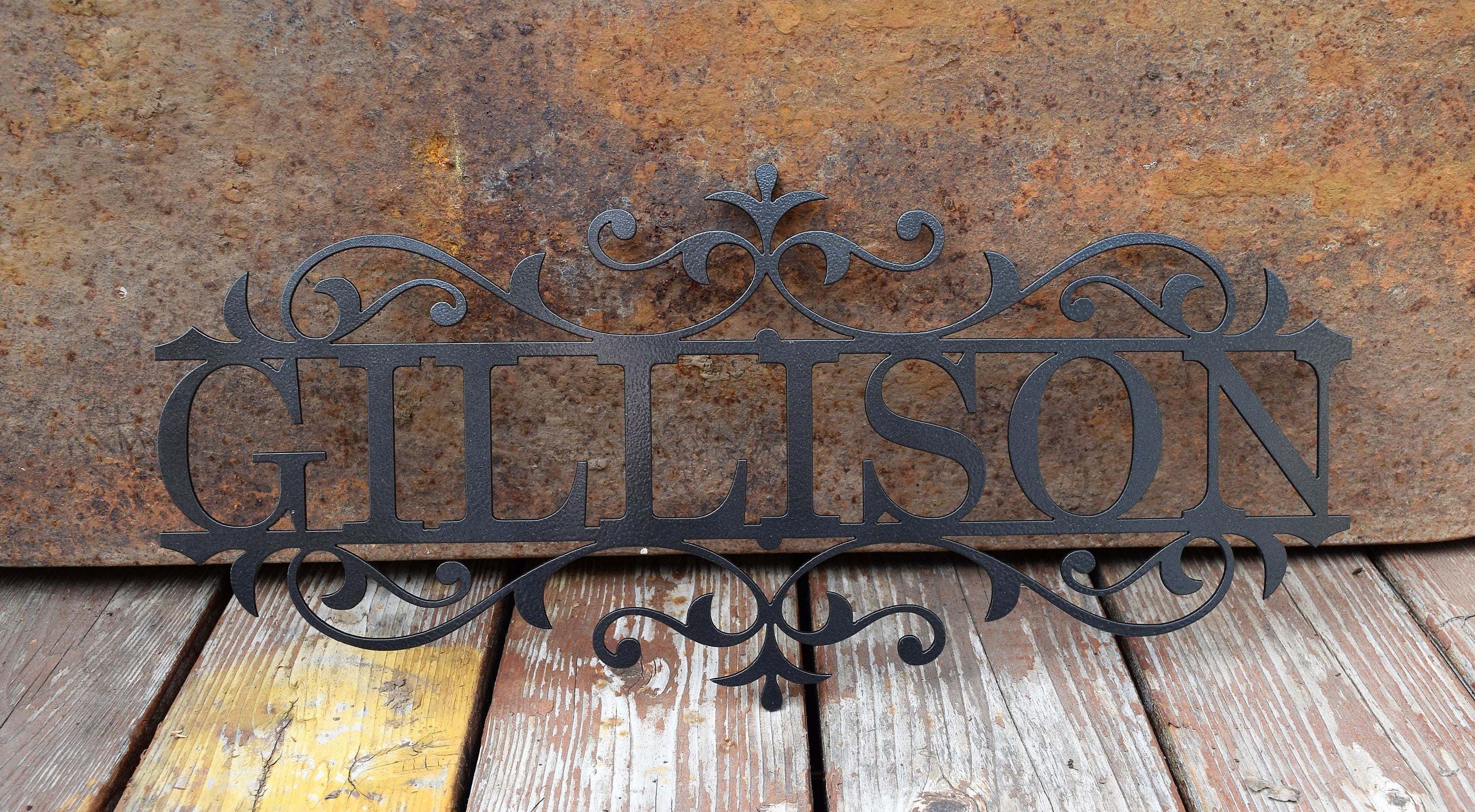 Personalized Flourished Metal Name Sign