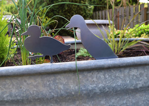 Metal Ducklings Yard Stakes