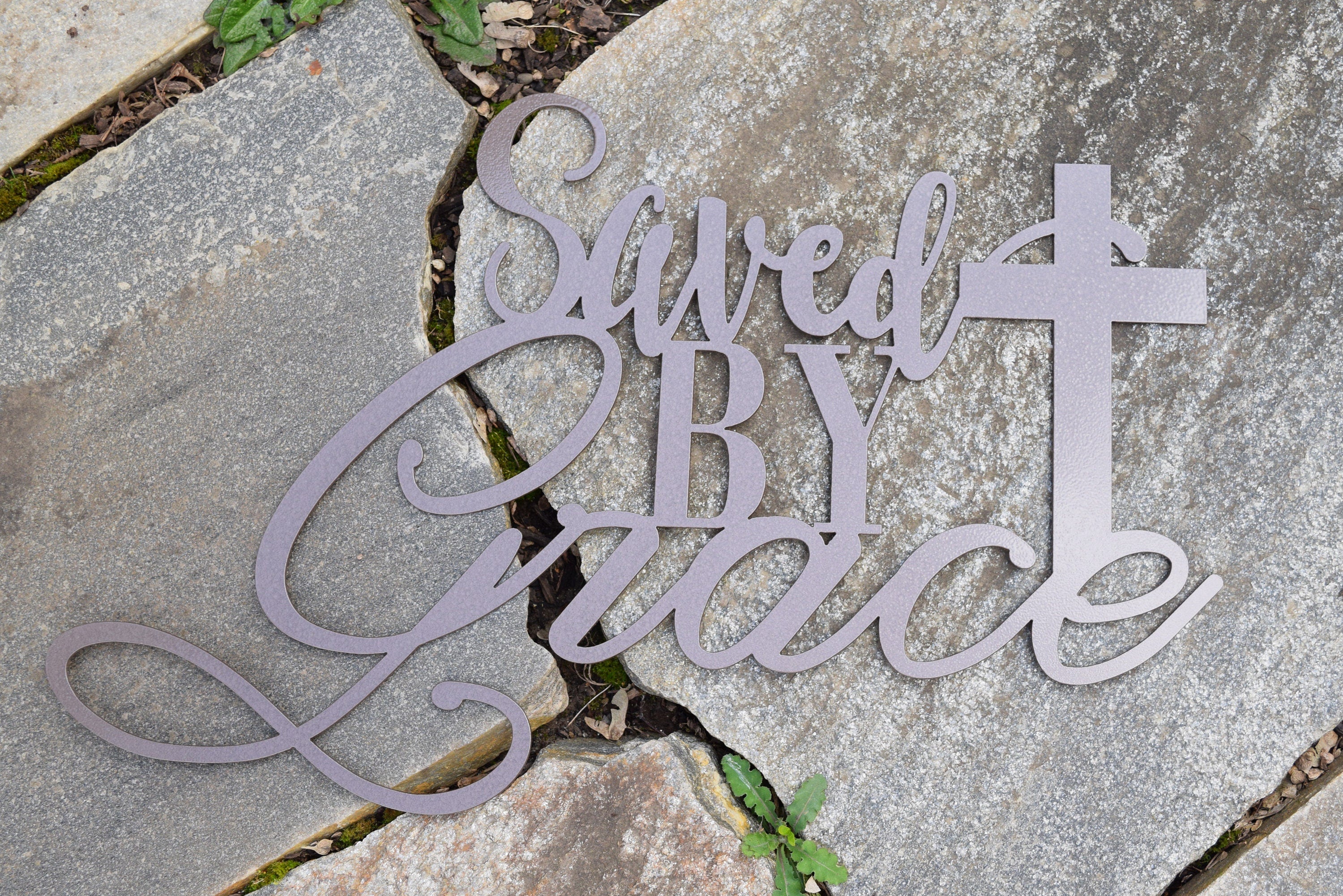Saved By Grace Metal Sign
