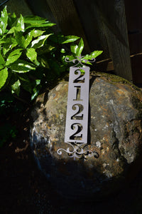 Vertical Metal Outdoor Home Address Sign End Flourish