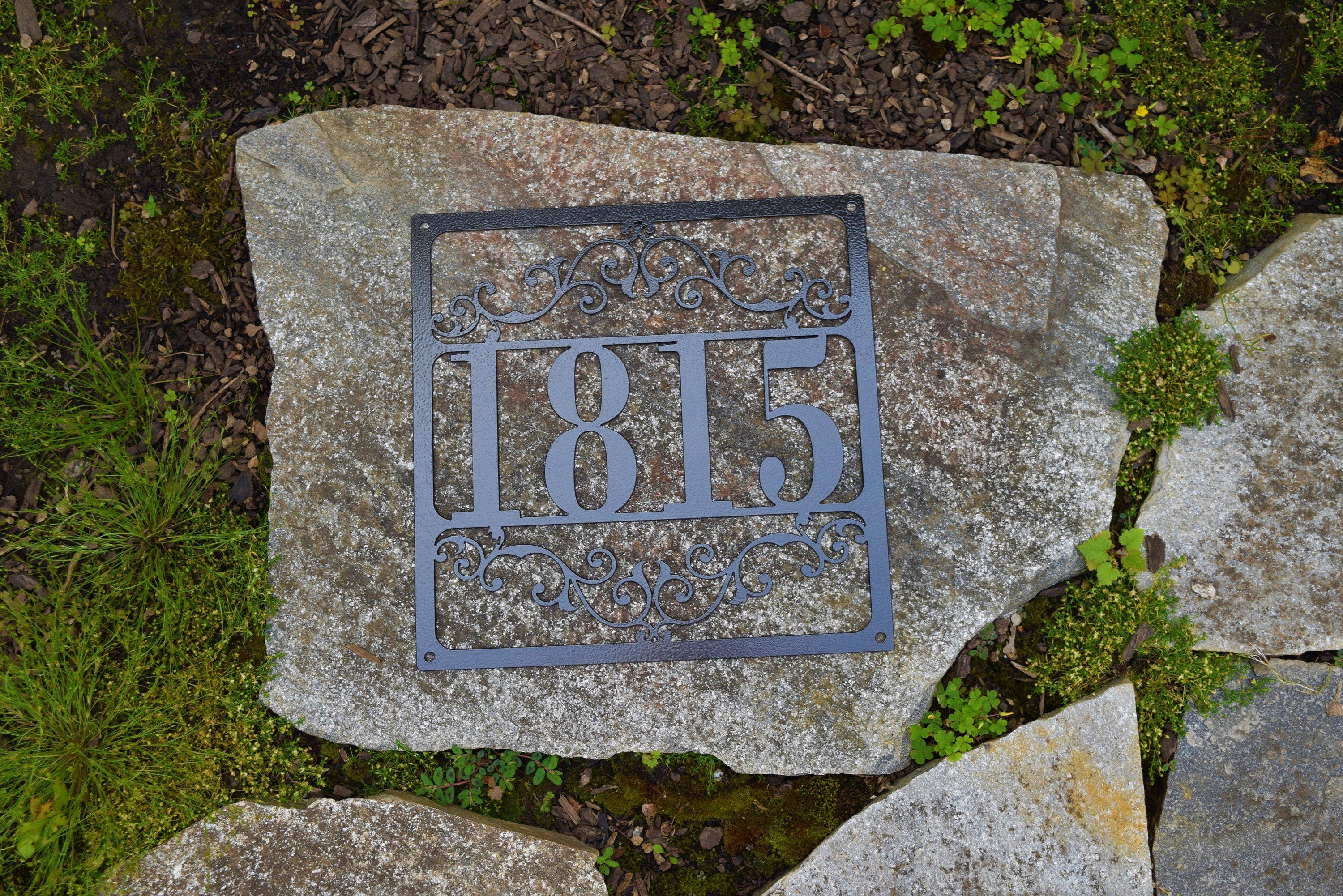 Metal Outdoor Square Flourished Address Sign