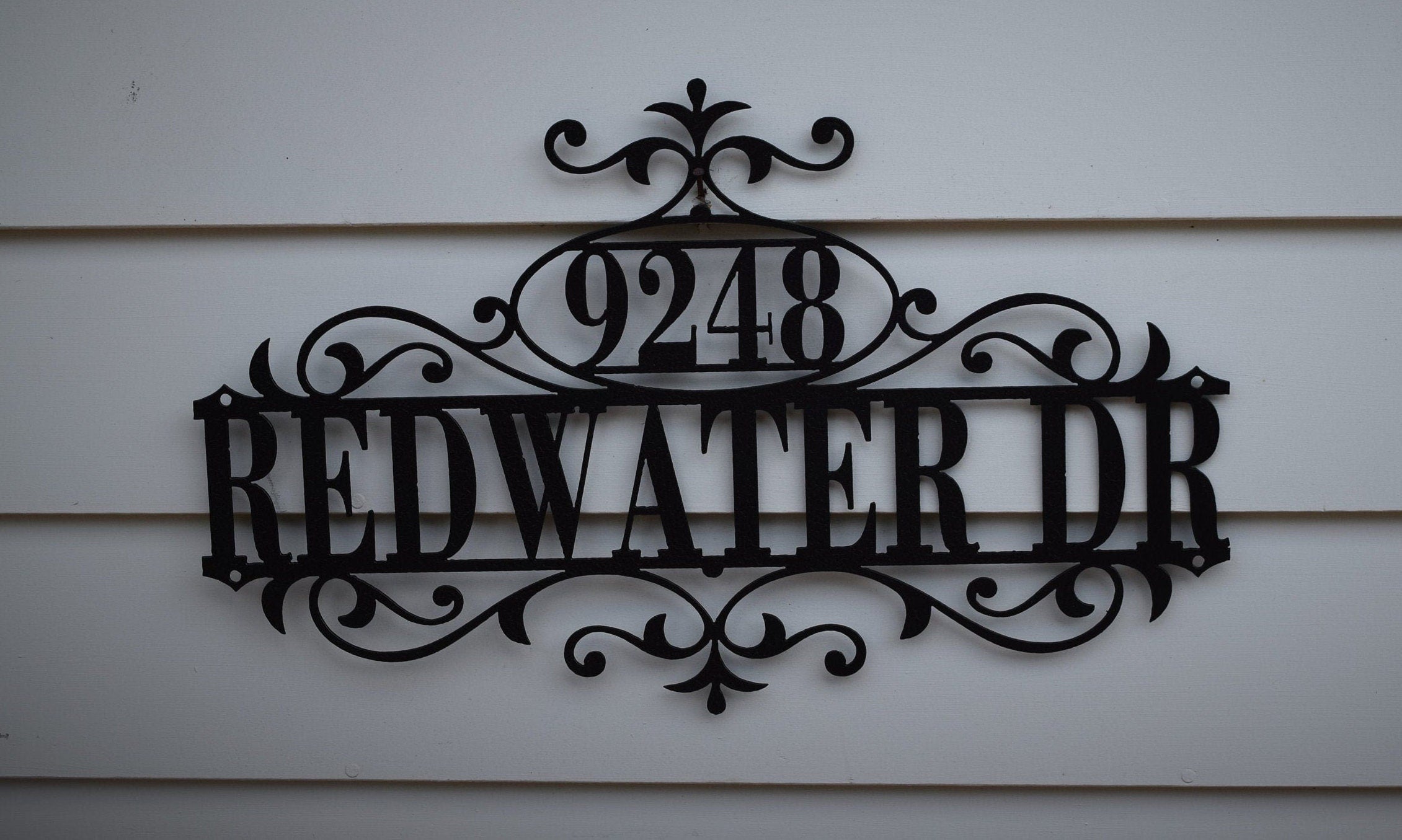 Horizontal Oval Flourished Home Address Sign