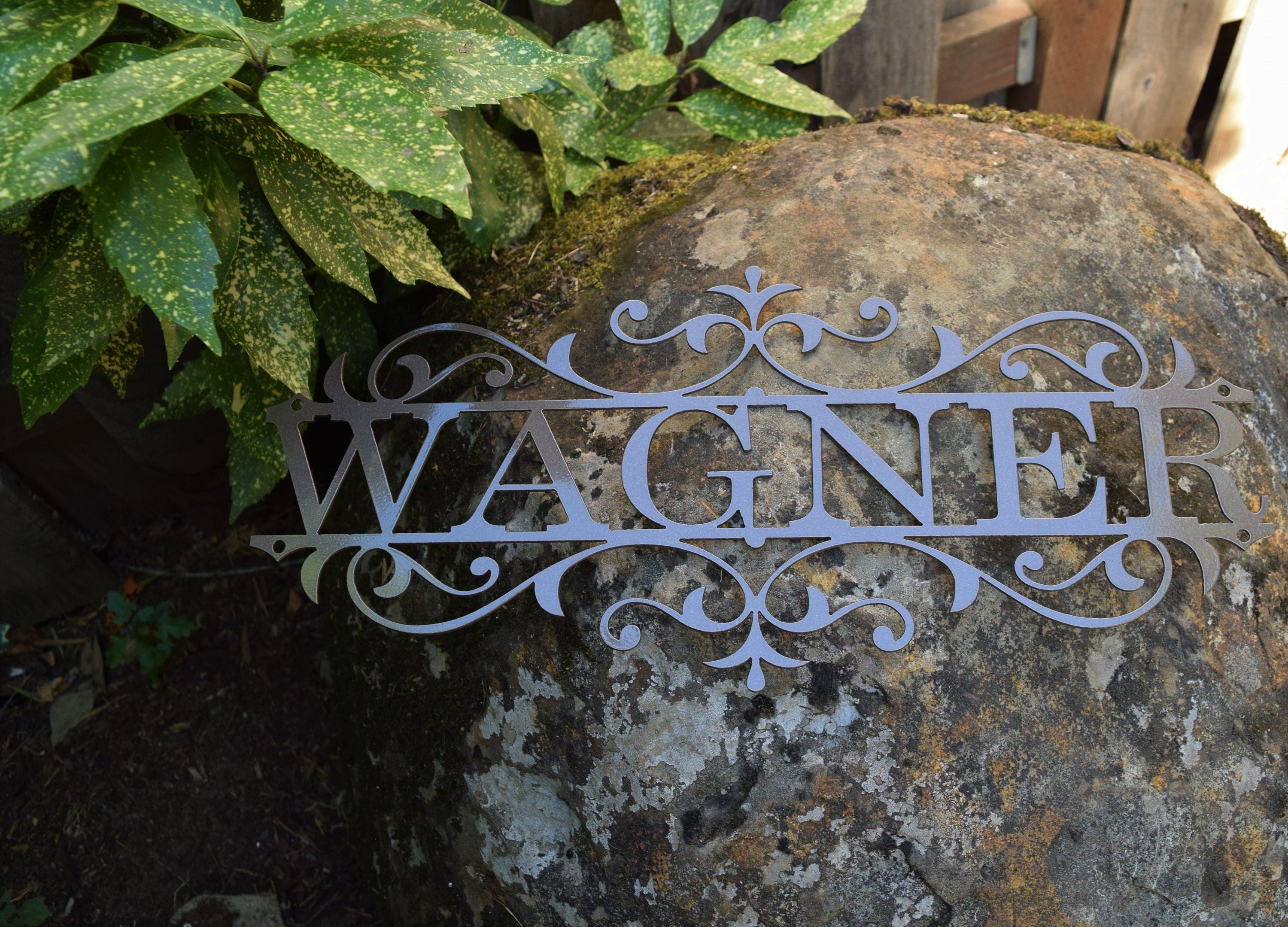 Personalized Flourished Metal Name Sign