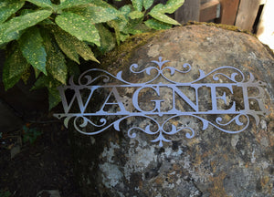 Personalized Flourished Metal Name Sign