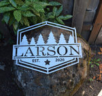 Load image into Gallery viewer, Personalized Metal Name Forest Sign
