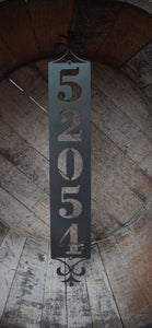 Mini-End Flourish Vertical Metal Address Sign