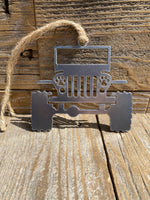 Load image into Gallery viewer, Jeep with paw-print headlights metal ornament
