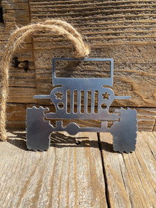Jeep with Star Headlights metal ornament